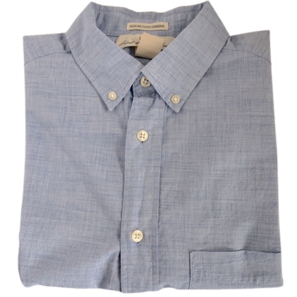 H&M Label Of Graded Goods LOGG Mens Size M Short Sleeve Blue Button Up Shirt - Picture 1 of 6